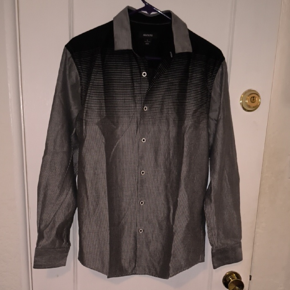 Alfani | Black and Gray Dress Shirt (30.5 Inches In Length)